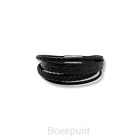 Leren armband diepdruk kruisjes zwart