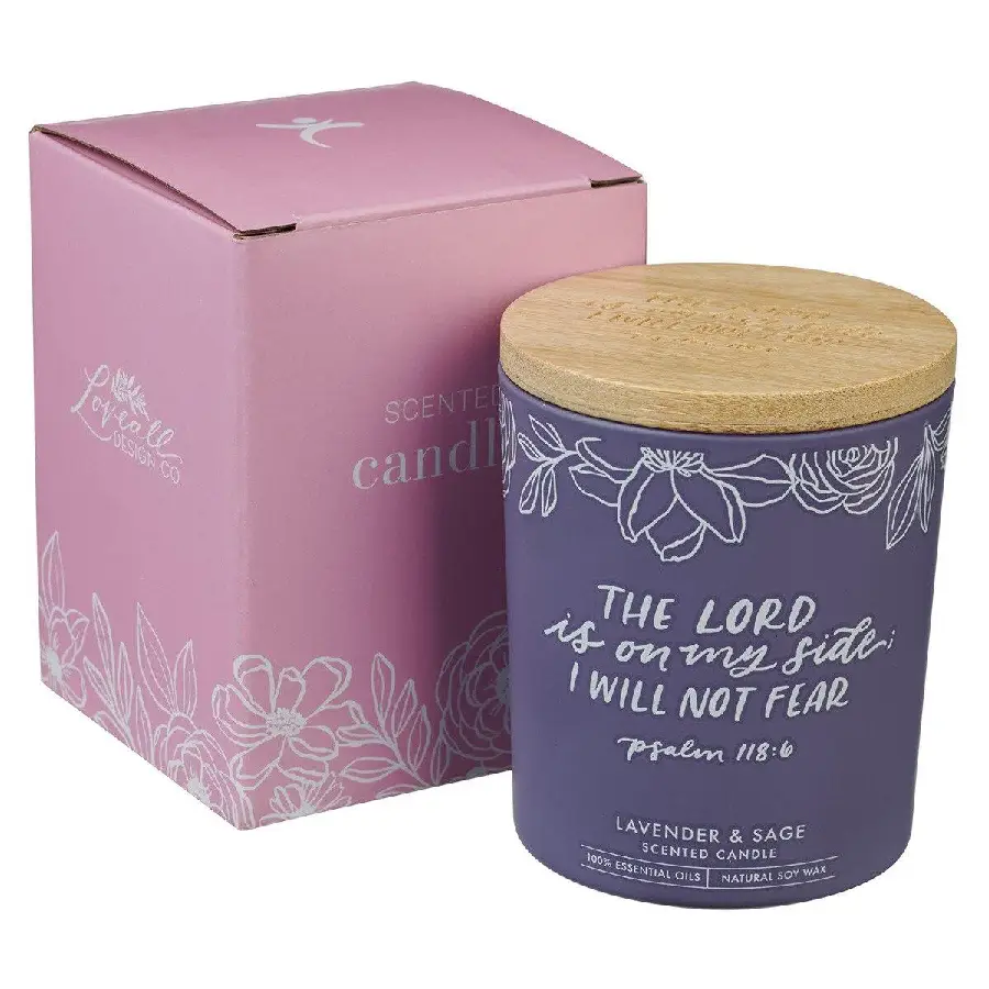 Glass candle purple no fear