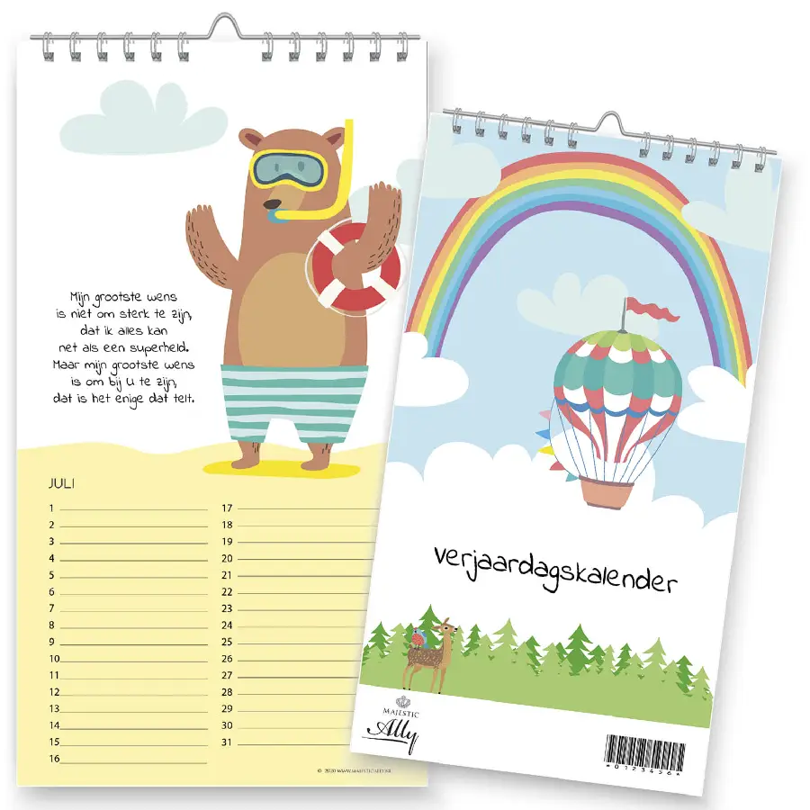 Verjaardagskalender kinderliedjes christ