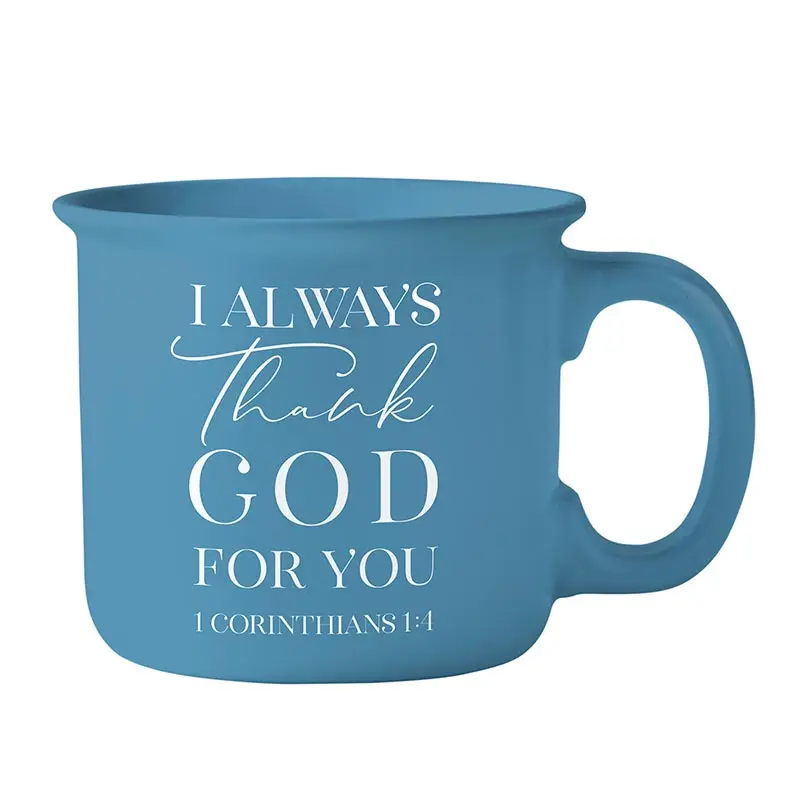Mug I always thank God Blue