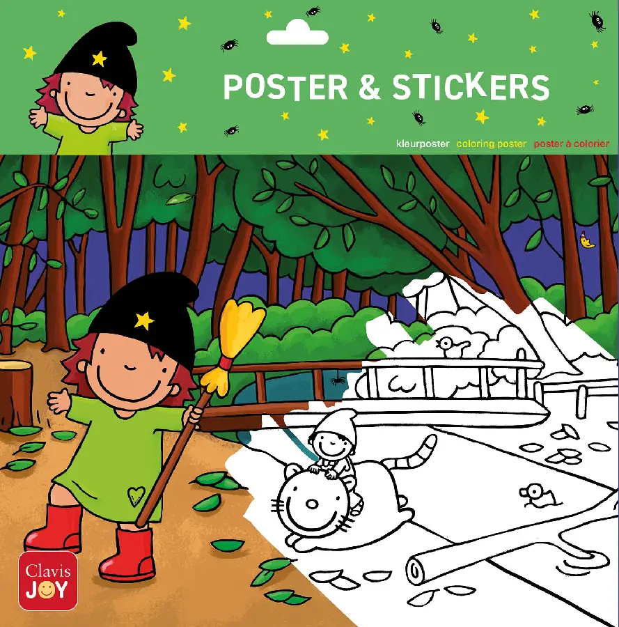 Kleurposter Heksje Mimi in het bos