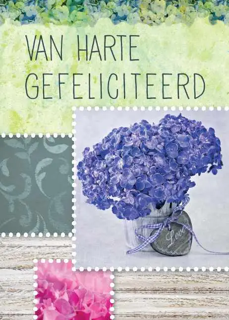 Prentbriefkaart gefeliciteerd
