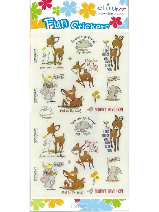 Funstickers deer and rabbit (komen per 4