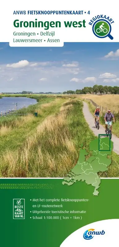 Fietsknooppuntenkaart Groningen west 1:100.000