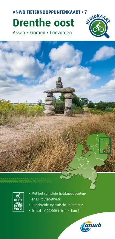 Fietsknooppuntenkaart Drenthe oost 1:100.000