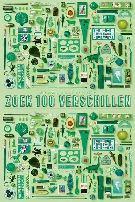 Stratier XL Spelposter - Zoek 100 verschillen (GROEN)