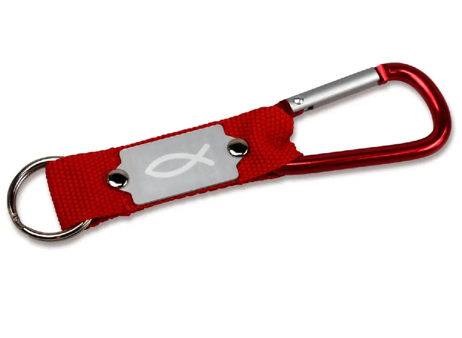 Sleutelhanger karabijn vis rood