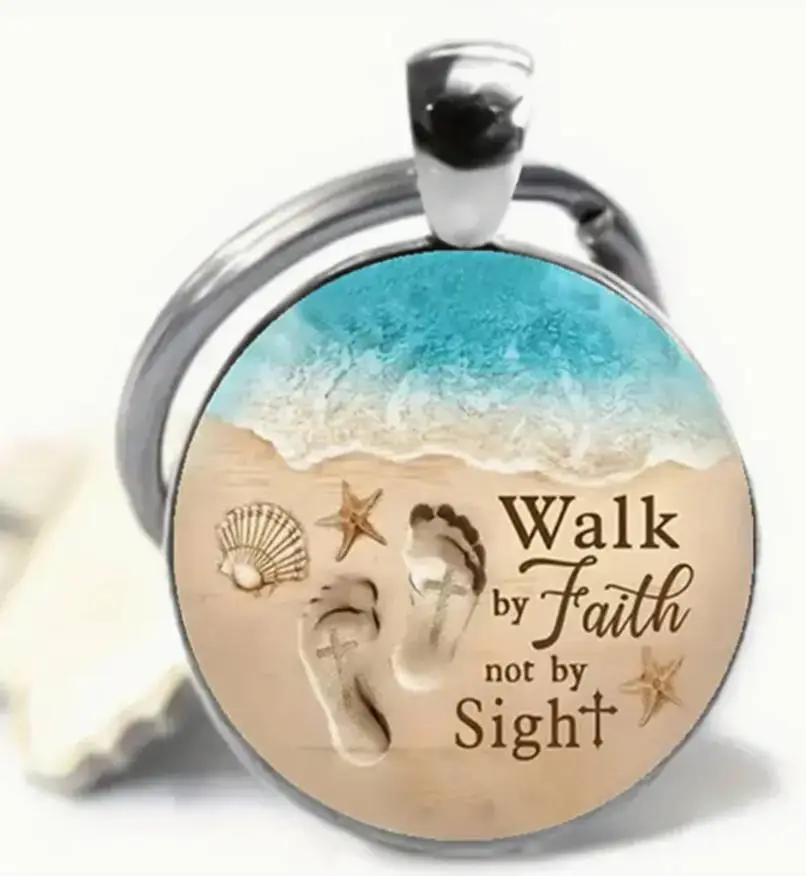 Keyring metal/epoxy Walk by faith