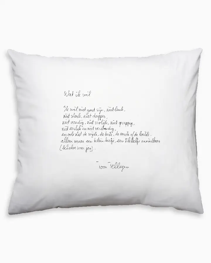 Plint kussensloop 'Wat ik wil' Toon Tellegen